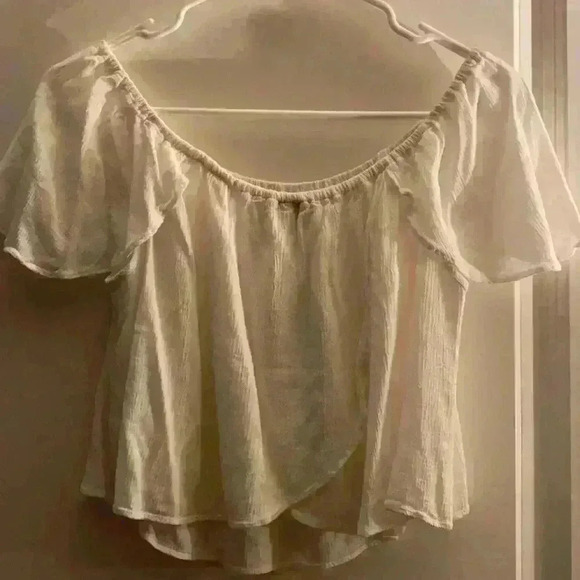 Topshop White Off-Shoulder Top - Picture 3 of 3